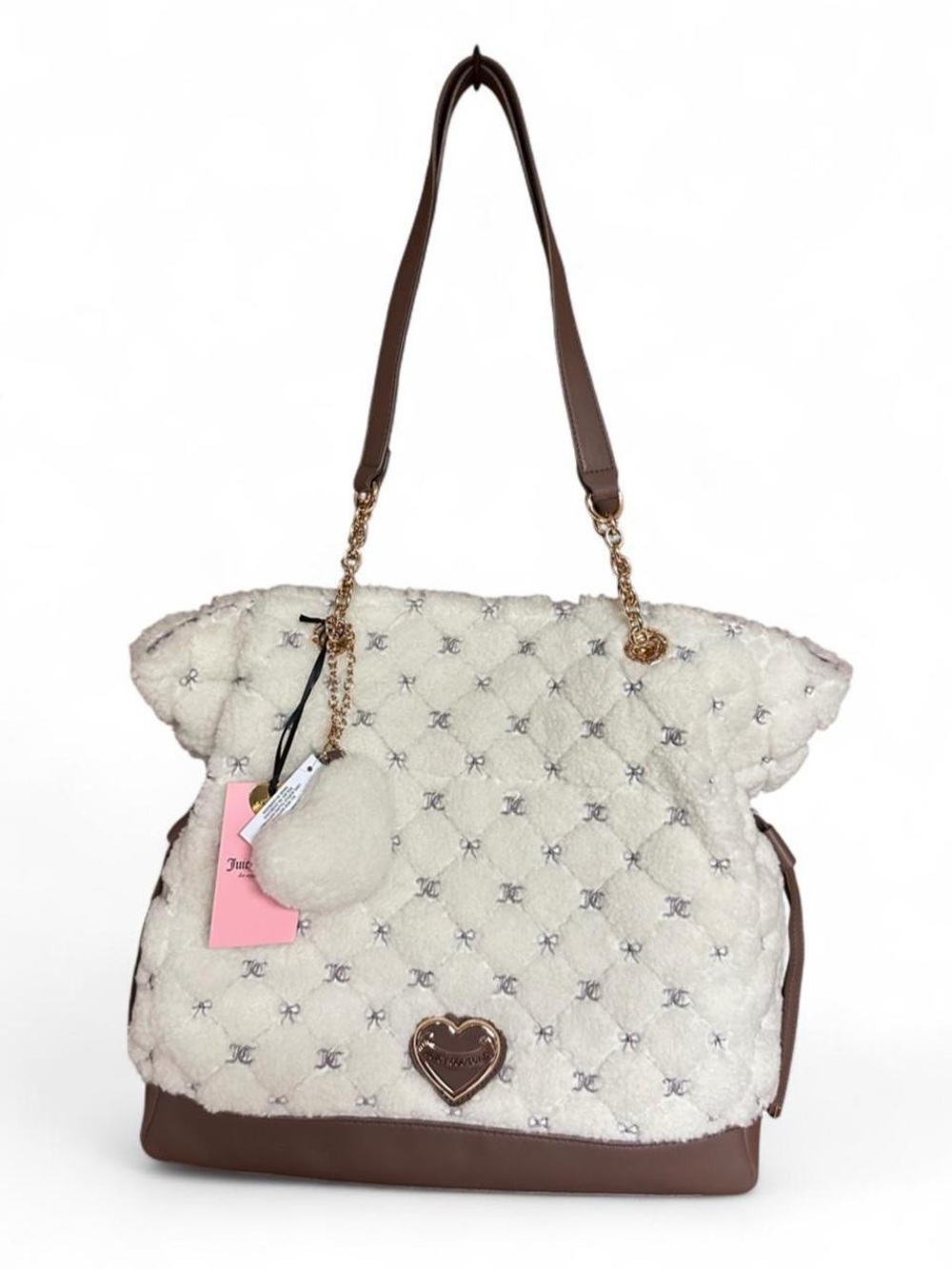 Juicy Couture “Lovely Day Tote” Sherpa, cream/iced coffee